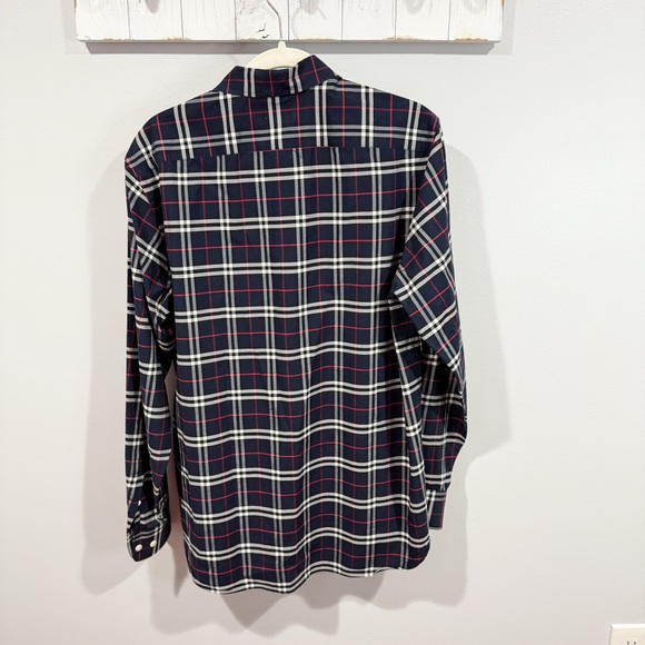 Burberry Men’s George Check Plaid Shirt Gray Navy Size L - Picture 2 of 5